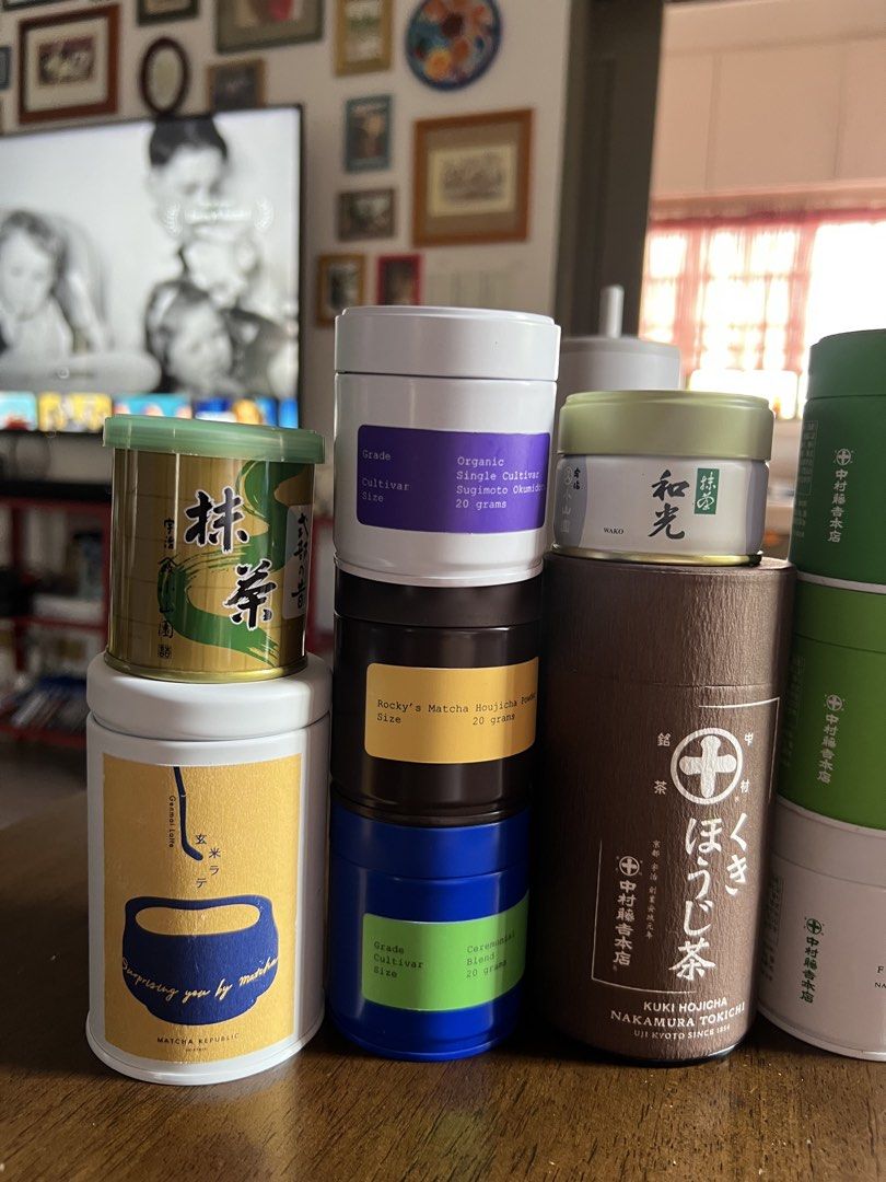 EMPTY Matcha Tea Tin Cans (Category: Coffee & Tea Tableware) located in Paranaque City. Submitted by guevssss (Listing ID 1462297182, Image 2). Description: EMPTY - TIN CANS ONLY Perfect for display Brands: Marukyu Koyamaen, Matcha Republic, Rocky’s Matcha, Nakamura Tokichi, Hekisuien, Horii Shichimeien 320 each.