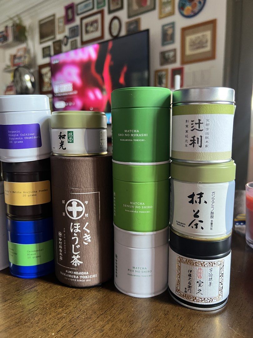 EMPTY Matcha Tea Tin Cans (Category: Coffee & Tea Tableware) located in Paranaque City. Submitted by guevssss (Listing ID 1462297182, Image 3). Description: EMPTY - TIN CANS ONLY Perfect for display Brands: Marukyu Koyamaen, Matcha Republic, Rocky’s Matcha, Nakamura Tokichi, Hekisuien, Horii Shichimeien 320 each.