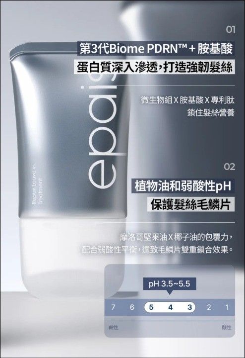 新品📢📢epais 免沖洗柔順護髮乳霜 150ml📢📢📢 （分類：健康及美容 - 頭髮護理）位於 Hong Kong。 由 gntbeauty2 提交（商品編號 1462433779，圖片 3）。簡介： 韓國 epais 免沖洗柔順護髮乳霜 150ml 🇰🇷非常熱銷的受損髮修復產品 帶 76 根專利內建梳頭設計，使用時直接擠出並順著頭髮梳理即可， 完全不沾手，特別適合因漂染、電燙及頻繁吹整而導致受損、毛躁和分岔的髮質。 含有小分子 BiomePDRN™️、5 種植物性蛋白質、20 種胺基酸及 1% 角蛋白胜肽溶液， 能精準修復受損的毛鱗片。 臨床測試證實能有效減少 29.81% 的髮尾分岔。 高達 200°C 的抗熱防護：能在髮絲表面形成隔離保護膜。 在日常使用吹風機、電棒或離子夾前塗抹，可大幅阻絕高溫對頭髮的二次傷害。 配方糅合了摩洛哥堅果油和椰子油來鎖住營養🫧輕盈不黏膩、絲滑柔順， 但質地吸收極快，能撫平毛躁、改善打結，同時保持秀髮蓬鬆不扁塌。 ✨帶有浪漫的英倫花園香