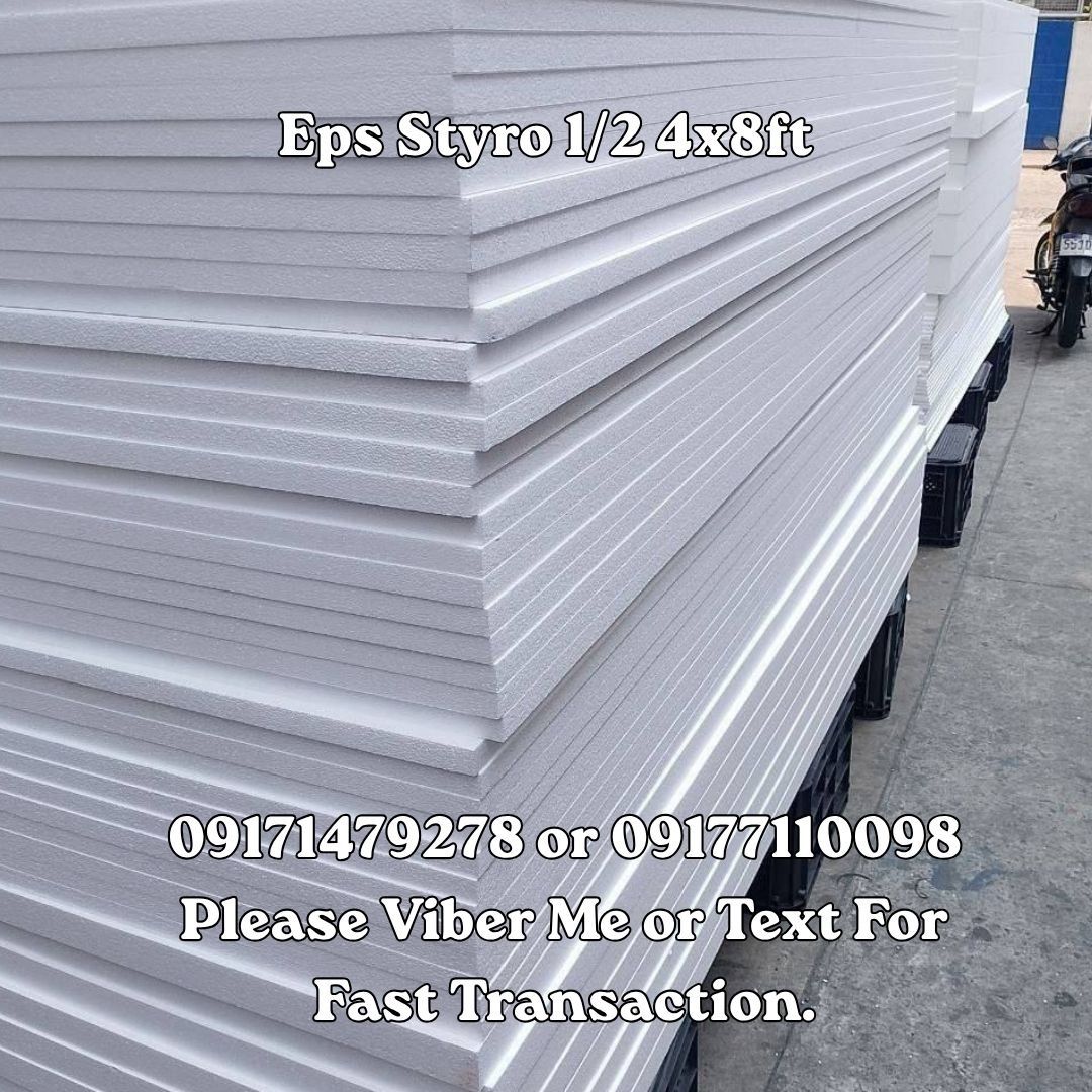 Eps Styro 1/2 4x8ft (Category: Home Improvement Tools & Accessories) located in Manila. Submitted by 09171479278_elsie. (Listing ID 1462304453, Image 1). Description: Eps Styro 1/2 4x8ft.