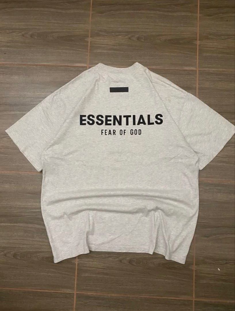 Essentials S22 Light Oatmeal Shirt (Category: Luxury Apparel) located in Masbate. Submitted by abcclothingdepartment (Listing ID 1462344791, Image 1). Description: Good condition Issue minimal holes in back letters ( Shown on last 3 pictures ) 22x28 500 negotiable.