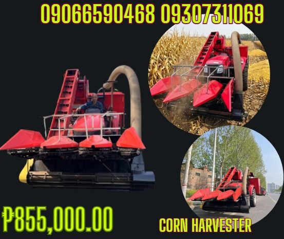 For Sale 3ROWS CORN HARVESTER (Category: Looking For) located in Caloocan City. Submitted by rochelleflores356-82603 (Listing ID 1462263000, Image 1). Description: 3ROWS CORN HARVESTER For Sale (with Peeler) PHP855,000.00 3ROWS CORN HARVESTER three Rows(with Peeler ) Straw Crushing ang returning to the field Straw crushing lenth 5-8cm row spacing:45-60cm Harvest/cutting width:1.8m Grain silo:1.1CBM(about 500kg) Control: Hydraulic Control Unloadin