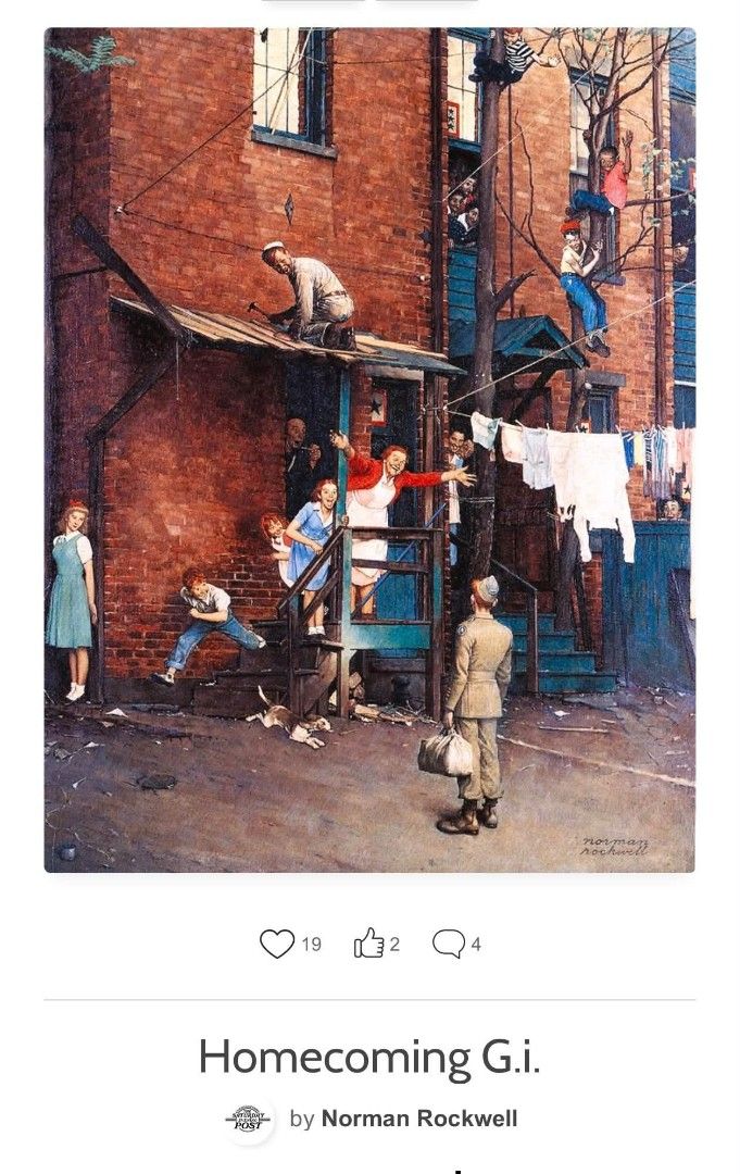 Framed Jigsaw Puzzle (Category: Other Home Furniture) located in Meycauayan. Submitted by marygracecasimiro (Listing ID 1462318659, Image 2). Description: "Homecoming G.I." by Norman Rockwell Framed Jigsaw Puzzle The framed puzzle displays "Homecoming G.I." (also known as "Homecoming Marine" or "The Storyteller"), a famous 1945 painting by Norman Rockwell created as an illustration for The Saturday Evening Post. Price : 1,200 ✅ 15 x 15 inches In 