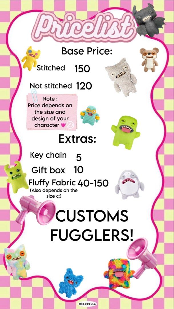 Fuggler Plushies! (Category: Plushies & Soft Toys) located in Manila. Submitted by kathleen15_ (Listing ID 1462317273, Image 1). Description: handmade🩷 MOP:Gcash Buyer shoulders delivery🩷 MOD:|J&T or Lalamove| .