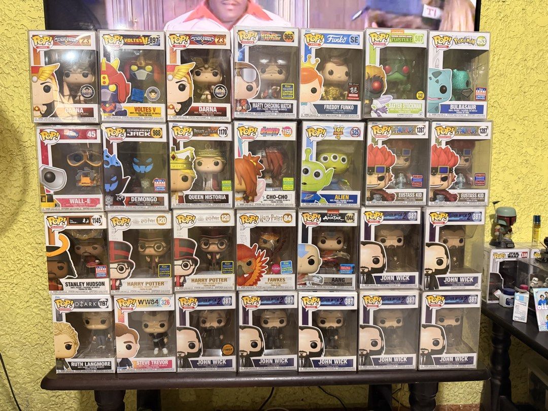 Funko Pop! Vinyl Figures - Various Series (Category: Figurines & Statues) located in Pasig City. Submitted by solark (Listing ID 1462353173, Image 1). Description: 4. Darna #23 (x2) – 800 5. Voltes V #897 – 1000 6. Marty Checking Watch #965 (x2) – 800 7. Freddy Funko – Funko SE – 1000 8. Baxter Stockman #507 – 1500 9. Bulbasaur #453 – 1500 10. WALL-E #45 – 600 11. Demongo #988 (x2) – 700 12. Queen Historia #1170 – 700 13. Cho-Cho #1159 – 700 14. 