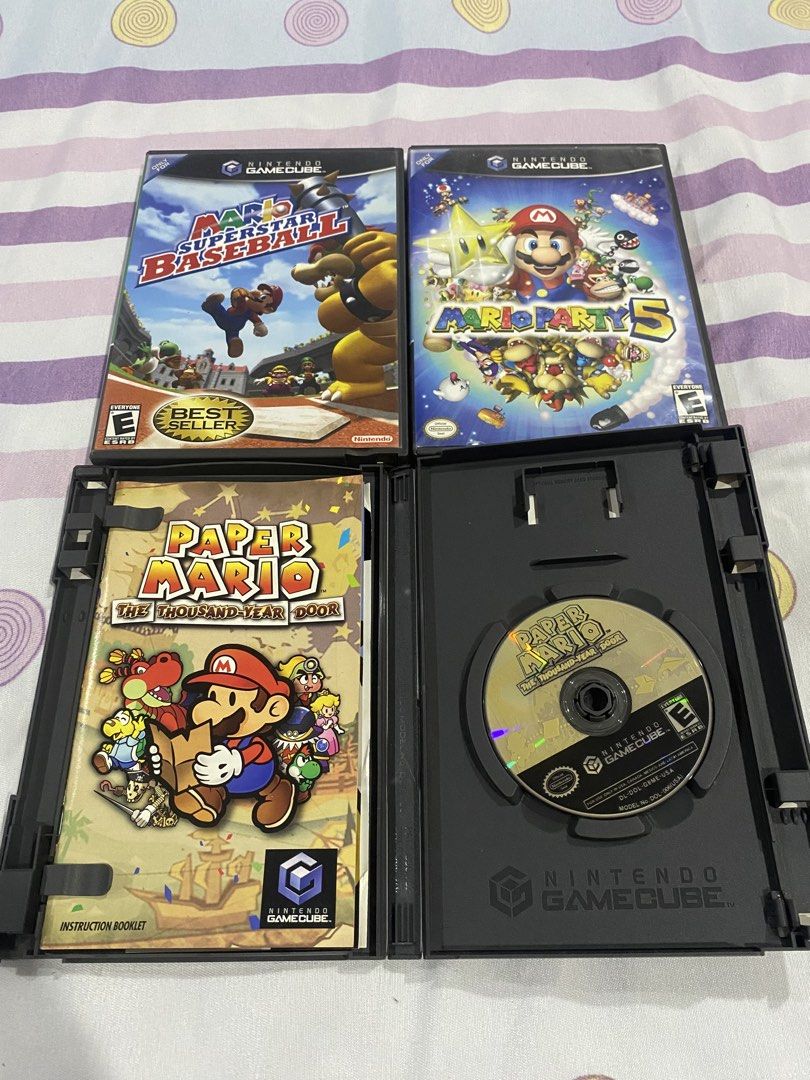 GameCube Mario Games - 3 Games | Nintendo (Category: Nintendo) located in Rizal. Submitted by savannahthings (Listing ID 1462350192, Image 3). Description: 3 Nintendo GameCube Mario titles: Mario Party 5 - P1200 Paper Mario: The Thousand-Year Door - P1500 (Sold) Mario Superstar Baseball - P1200 All games come with their original discs. Cases are included for all games. Great addition to any GameCube collection..