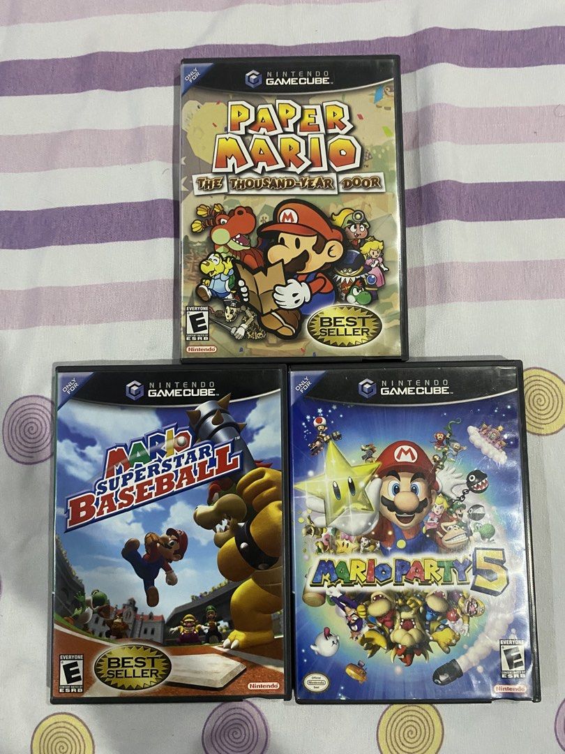 GameCube Mario Games - 3 Games | Nintendo (Category: Nintendo) located in Rizal. Submitted by savannahthings (Listing ID 1462350192, Image 2). Description: 3 Nintendo GameCube Mario titles: Mario Party 5 - P1200 Paper Mario: The Thousand-Year Door - P1500 (Sold) Mario Superstar Baseball - P1200 All games come with their original discs. Cases are included for all games. Great addition to any GameCube collection..