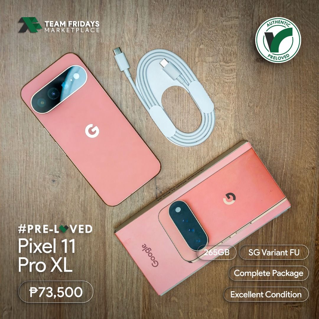 Google Pixel 11 Pro XL (Category: Google Pixel) located in Quezon City. Submitted by teamfridaysmarketplace (Listing ID 1462315631, Image 3). Description: Google Pixel 11 Pro XL Openline SALE Price: Php73500 The unit is in excellent condition (Good as New) Warranty: 7 Days Money Back Guaranteed 1 year Google Assistance Warranty Package: complete standard package Description - 256GB - SG Variant - Guaranteed No defects and NOT Refurbish!!! Globe: 