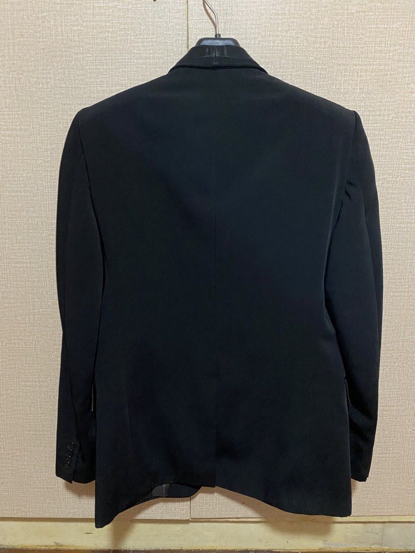 GQ Black Tuxedo Jacket with Satin Collar (Category: Coats, Jackets and Outerwear) located in Quezon City. Submitted by babyblue2022 (Listing ID 1462289500, Image 2). Description: - Only worn once (professionally dry cleaned already) - Brand: GQ Dress of Prestige - Classic black tuxedo jacket - Satin shawl collar - Button closure - Four buttons on each cuff - Two flap pockets at the front - Fully lined interior - Ideal for formal events and JS Pro