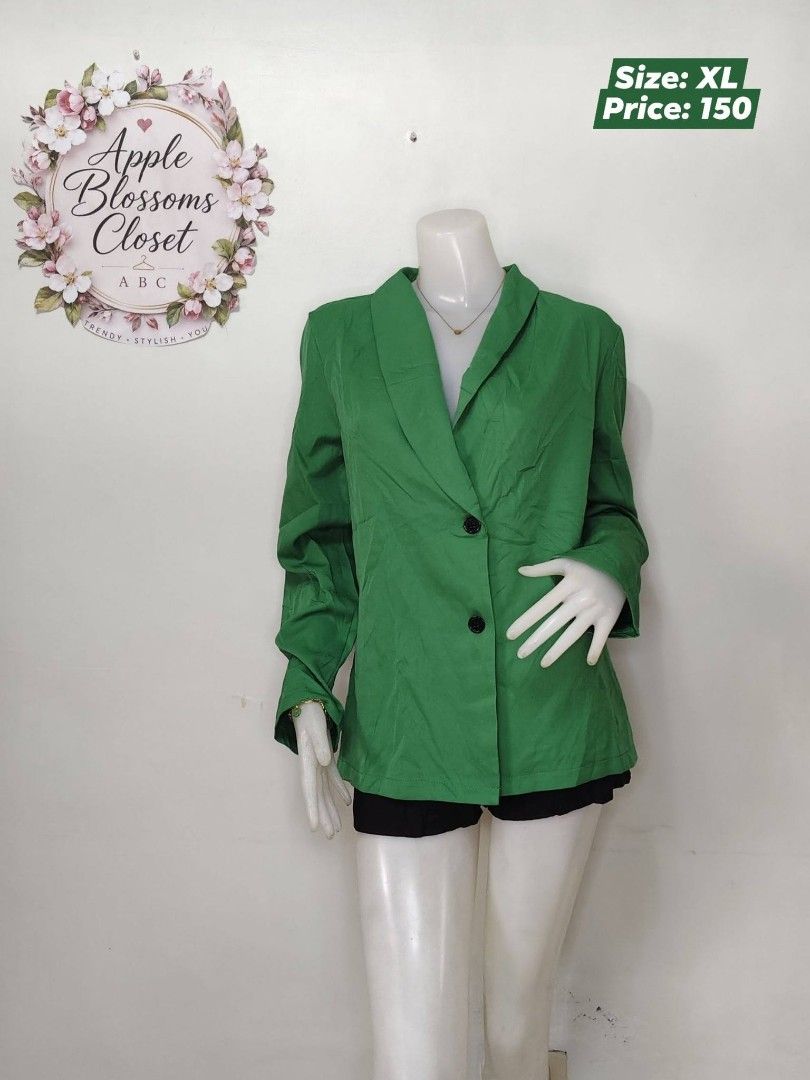 Green Blazer (Category: Longsleeves) located in Lipa City. Submitted by appleblossomscloset_abc (Listing ID 1462329820, Image 1). Description: GREEN BLAZER XL 150.