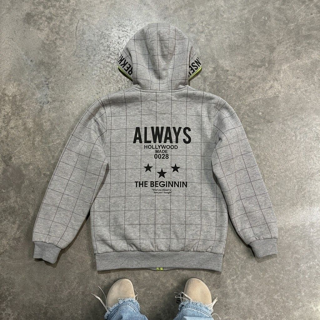 Grey Marvel Avengers Grid Zip-Up Hoodie (Category: Coats, Jackets and Outerwear) located in Rizal. Submitted by trip2thrift99 (Listing ID 1462310488, Image 3). Description: Gray Avengers Zip-Up Hoodie | Small-Medium | Thick Material Good pre-loved condition. • Size: Small to Medium • Color: Gray with neon green details • Thick and comfortable material • Full zip-up • 2 Front pockets • Avengers design • Good overall condition • Freshly washed befo