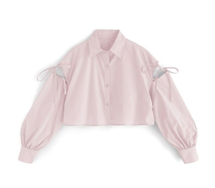 GRL Shoulder slit ribbon short shirt (Category: Longsleeves) located in Santa Rosa. Submitted by bellesdreamph (Listing ID 1462433222, Image 1). Description: GRL Shoulder slit ribbon short shirt This shirt, featuring shoulder slits, blends elegance and modern style. Its soft texture offers a relaxed and comfortable fit. The short length creates the illusion of a higher waistline, enhancing your figure. A delicate ribbon adds a touch of cuteness. 