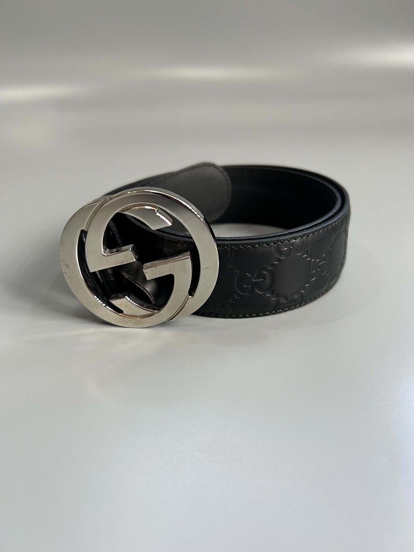 Gucci Black Leather Embossed GG Belt (Category: Belts) located in Manila. Submitted by heycessygirl (Listing ID 1462396104, Image 1). Description: - black leather Gucci belt - Iconic silver GG logo buckle - Embossed GG pattern all over the leather - Classic accessory for any outfit - Buckle has minor scuffs - Belt itself is in good shape.