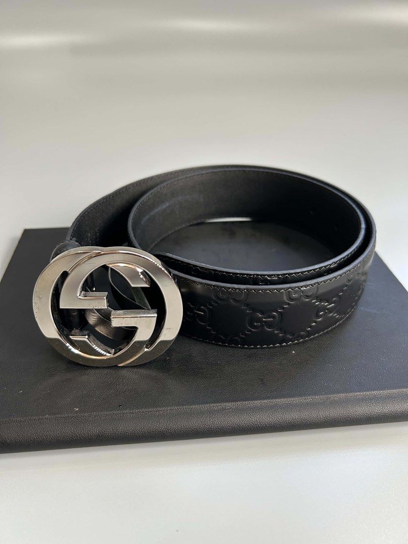 Gucci Black Leather Embossed GG Belt (Category: Belts) located in Manila. Submitted by heycessygirl (Listing ID 1462396104, Image 3). Description: - black leather Gucci belt - Iconic silver GG logo buckle - Embossed GG pattern all over the leather - Classic accessory for any outfit - Buckle has minor scuffs - Belt itself is in good shape.