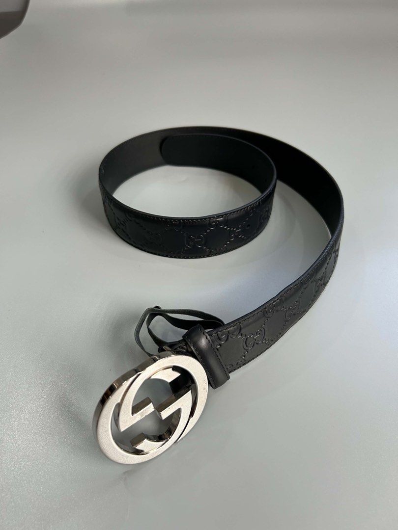 Gucci Black Leather Embossed GG Belt (Category: Belts) located in Manila. Submitted by heycessygirl (Listing ID 1462396104, Image 2). Description: - black leather Gucci belt - Iconic silver GG logo buckle - Embossed GG pattern all over the leather - Classic accessory for any outfit - Buckle has minor scuffs - Belt itself is in good shape.