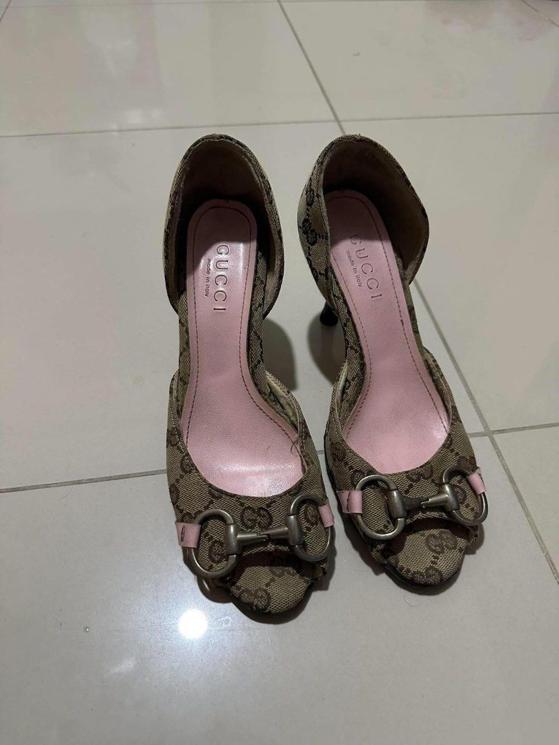 Gucci Heels (Category: Heels) located in Manila. Submitted by thriftfinds_dvo (Listing ID 1462413866, Image 1). Description: Gucci GG Canvas Hollywood Horsebit D’Orsay Peep Toe Heels SIZE 36 ON TAG LEGIT/AUTHENTIC PRICE:6,500 LOC:DAVAO CITY📍.