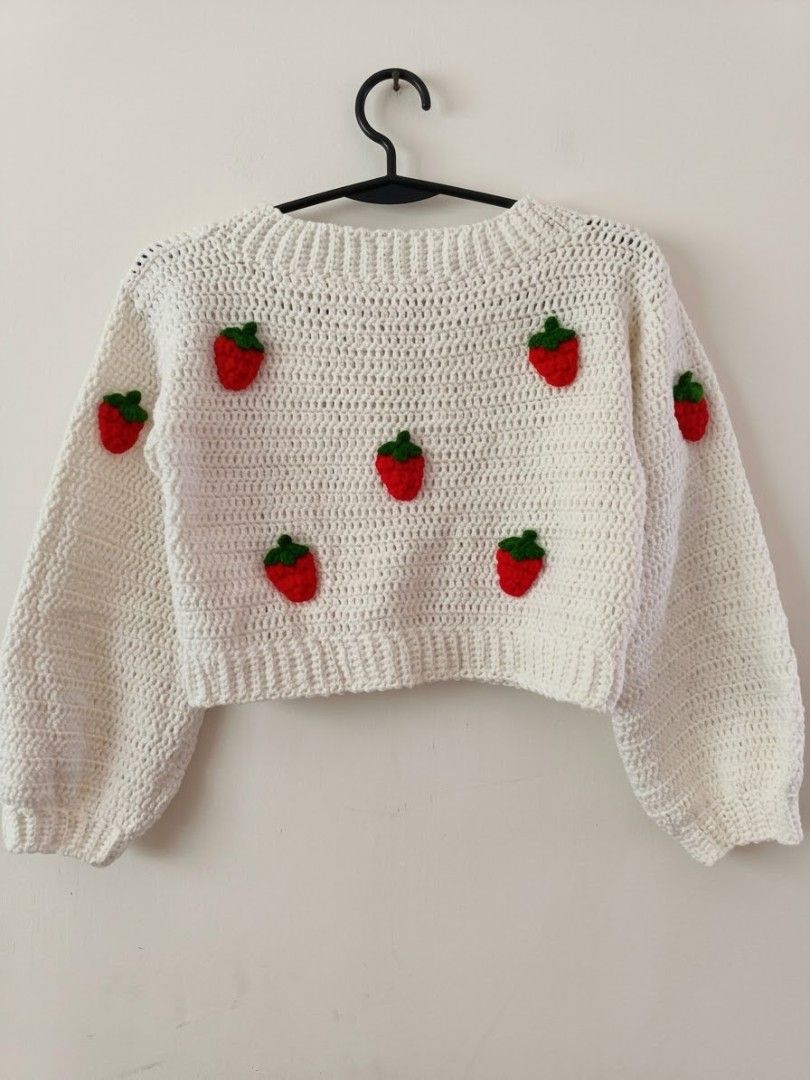 Handmade Crochet Strawberry Cardigan (Category: Coats, Jackets and Outerwear) located in Taytay. Submitted by eri.94 (Listing ID 1462273505, Image 2). Description: handmade kid's size (3-5 yrs old).