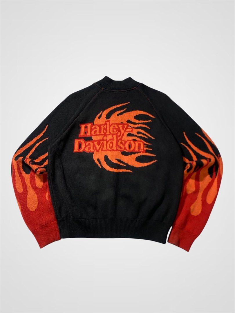 Harley Davidson Flame Knit Jacket (Category: Coats, Jackets and Outerwear) located in Bauang. Submitted by thriftydetrese (Listing ID 1462334699, Image 1). Description: Harley Davidson Flame Knit Jacket (rare) Size Large - 23x26.5 no issue Excellent Condition .