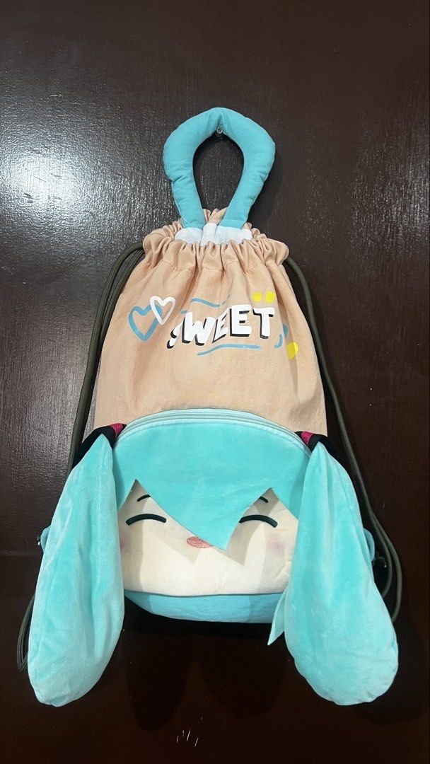 Hatsune Miku Drawstring Backpack (Category: Backpacks) located in Caloocan City. Submitted by ilhuviaaa (Listing ID 1462305572, Image 1). Description: never used 📍Batangas MOD: J&T/LBC/lalamove.