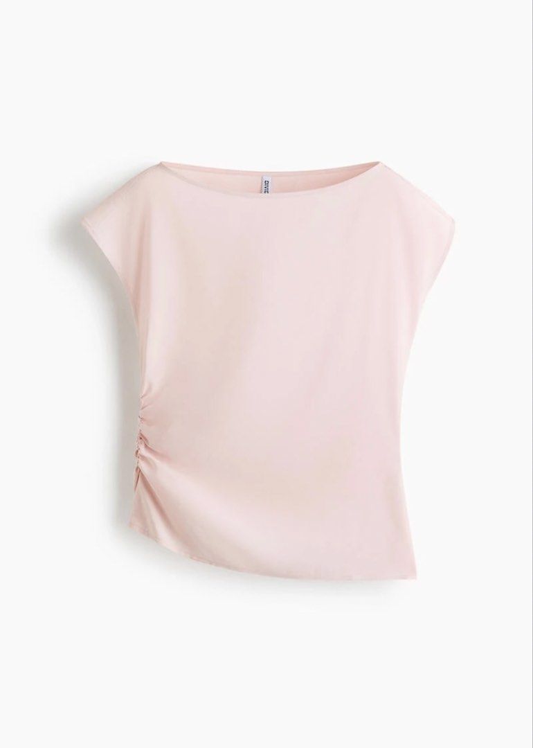 H&M Top (Category: Sleeveless) located in Cabanatuan. Submitted by scrlttt (Listing ID 1462338474, Image 1). Description: - Light pink top from Divided - Boat neck with short sleeves - Ruching on one side for a flattering fit - Soft and comfortable fabric - Versatile for casual or dressed-up looks -RFS wring size will buy a smaller one.