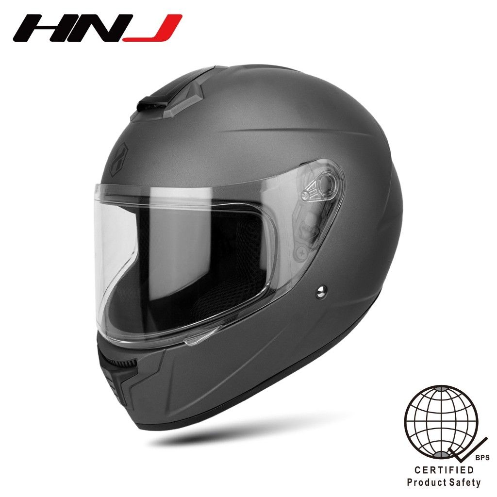 HNJ Matte Grey Full Face Motorcycle Helmet (Category: Helmets and other Riding Gears) located in Taguig. Submitted by ___gemini___ (Listing ID 1462301036, Image 2). Description: - Matte Grey HNJ Full Face Helmet - BPS Certified for safety - Comes with a clear visor - Provides great protection for your rides - Fast delivery available Date bought: Sept 15, 2026 Reason for Sale: Too big .