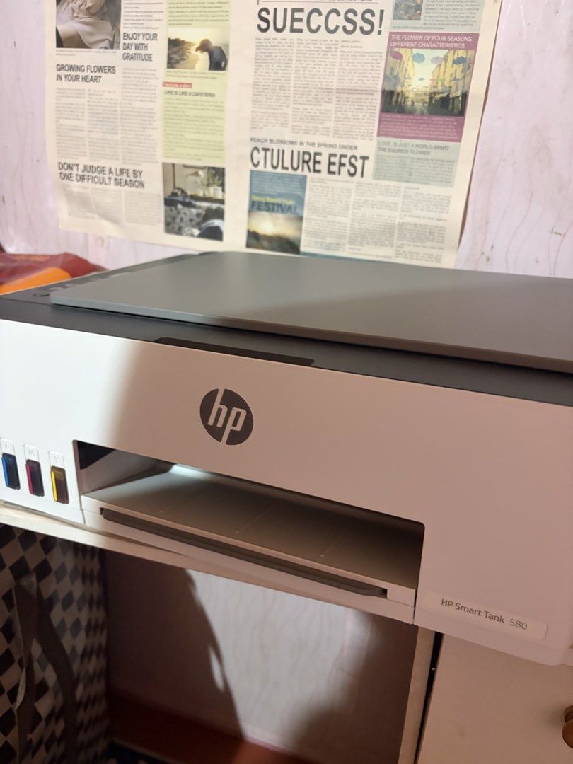 Hp Smart tank 580 (Category: Printers, Scanners & Copiers) located in Antipolo. Submitted by shopaholicsammm (Listing ID 1462307342, Image 2). Description: Used for few months pang process lang ng visa, super dalang lang nagamit haahaa selling low now! 8k ko siya nabili sa Office warehouse! 🩷 - pick up lang po sa bahay or grab/indrive. .