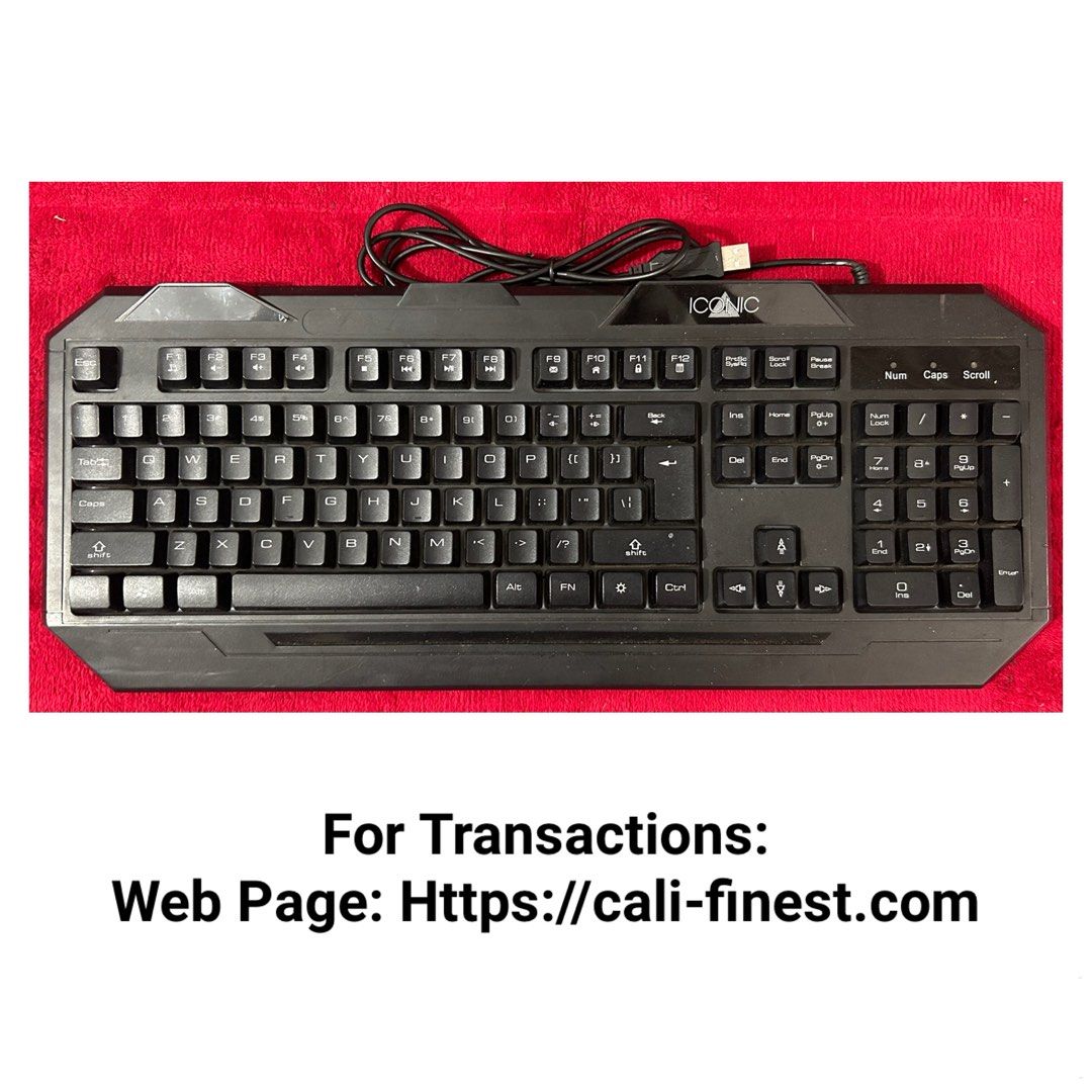 Iconic Gaming Keyboard Model 8302 (Category: Computer Keyboard) located in Pasig City. Submitted by califinestcollectibles (Listing ID 1462306459, Image 1). Description: Iconic Gaming Keyboard Model 8302 EL#0029 No box Model: 8302 Original/Authentic From USA Pick Up at One Oasis condominium ortigas extension pasig city Or Delivery via Lalamove,Jnt, LBC cod/cop JNT (payment first basis,gcash) THANKYOU.