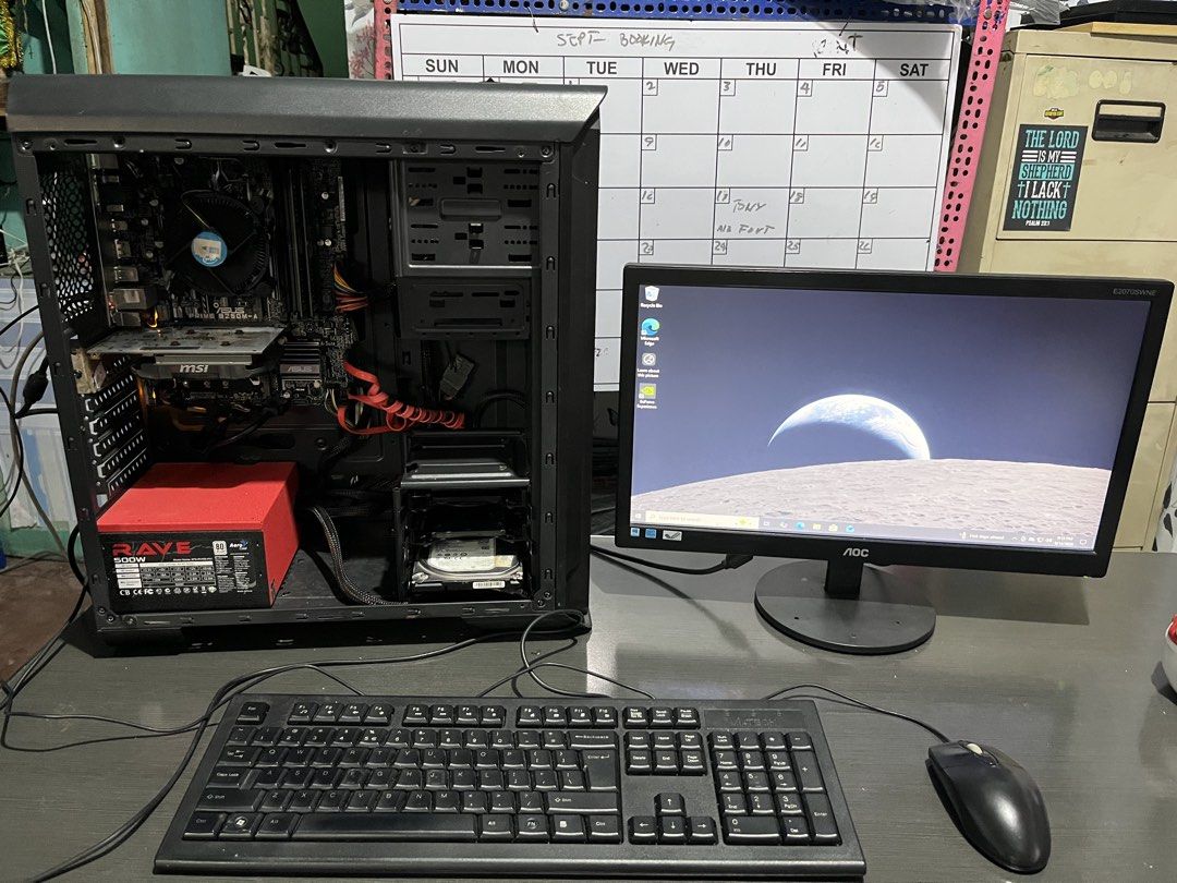 Intel I3 Complete PC Set — Ready to Use 💻 (Category: Desktops) located in Quezon City. Submitted by banawepyesa (Listing ID 1462375481, Image 2). Description: PC SET SPECS: * CPU: Intel Core i3-7320 7th Gen 4.10GHz * Motherboard: ASUS PRIME B250M-A * RAM: 16GB DDR4-2400 Crucial * GPU: GeForce GT 730 * SSD: Samsung 860 EVO 500GB * HDD: Seagate 1TB * SSD: Kingston 240GB * Total Storage: ~1.74TB * Monitor: AOC * Keyboard: Included * Mouse: Included