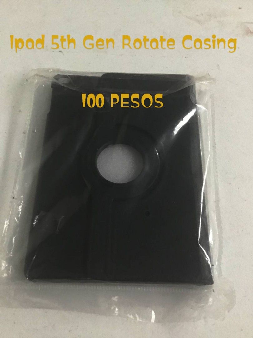 iPad 5th Gen Rotating Case - Black (Category: Cases & Sleeves) located in Caloocan City. Submitted by samyx23 (Listing ID 1462354307, Image 1). Description: - Black rotating case for iPad 5th Gen - Provides protection for your device - Allows for easy 360-degree rotation - Ideal for viewing in portrait or landscape mode - Selling for only 100 pesos.