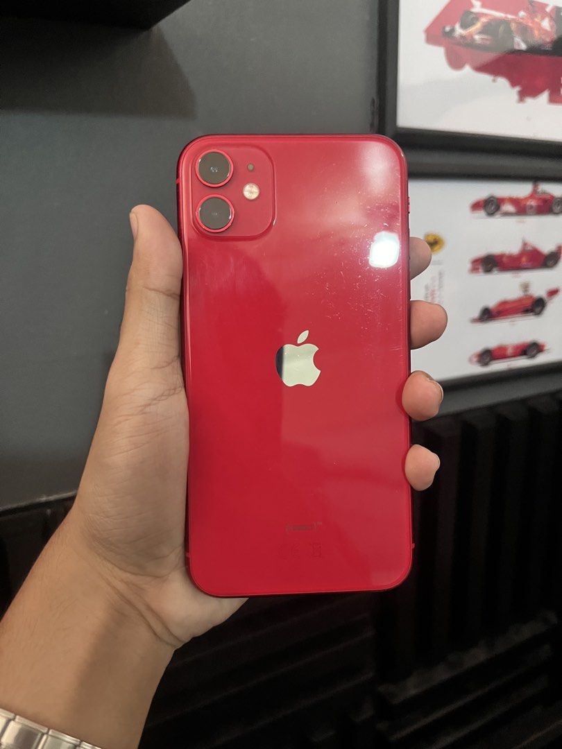 iPhone 11 — 128 gb (Category: iPhone 11 Series) located in Manila. Submitted by krungghaana156 (Listing ID 1462339399, Image 2). Description: iPhone 11 128 gb - Product Red Phone Condition: • Red color • Factory Unlocked — Any SIM • 82% Battery Health — Original Battery • Never repaired or opened • Face ID & True Tone working perfectly • Smooth and reliable performance Note.. Since it is a preloved item, there are scratches from normal used Inclu