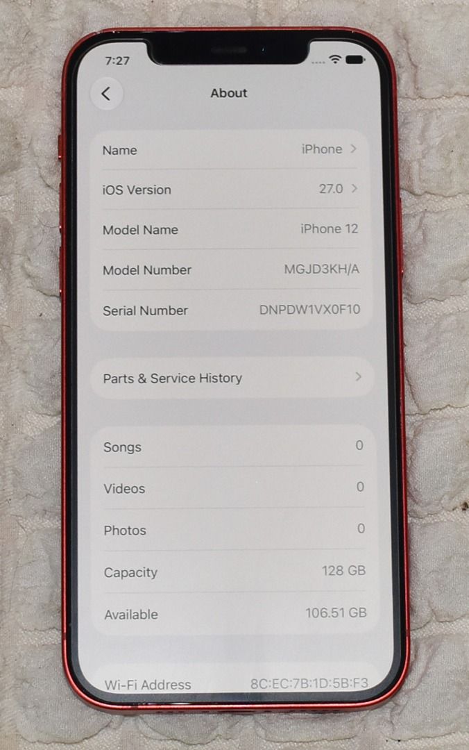 iPhone 12 - 128GB (Complete box package) (Category: iPhone 12 Series) located in Pasig City. Submitted by danielkim74 (Listing ID 1462275367, Image 3). Description: iPhone 12 - 128GB (Complete box package) Open line - factory unlocked Super smooth and good condition No issue, No defect No burn-in screen Battery health : 77% Fixed Price, No more Last price Inclusions : Lightning Cable, Box, 2 Cases, New Tempered glass <Specifications> - Model : iP