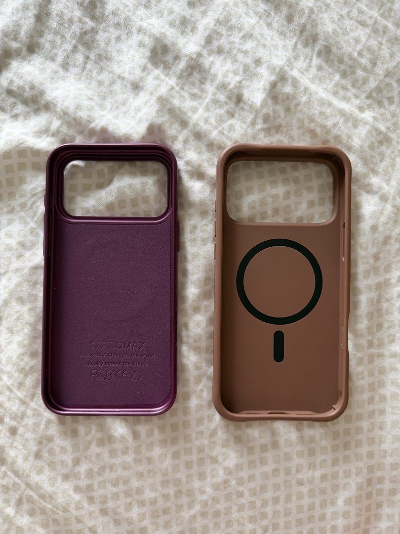 iPhone 17 Pro Max Cases (Category: Cases & Sleeves) located in Mandaue City. Submitted by ddanaone (Listing ID 1462345247, Image 3). Description: —SOLD AS SET ONLY— Care by Panzerglass Samba Case in Espresso - Second owner (bought from fb group) but did not use it - Retails for 1,500 in stores - RFS: didn’t really like the color in person Cherry Red Case - Bought from the 🍊 app for ₱158 - RFS: the case was too thin for me. but the color and text