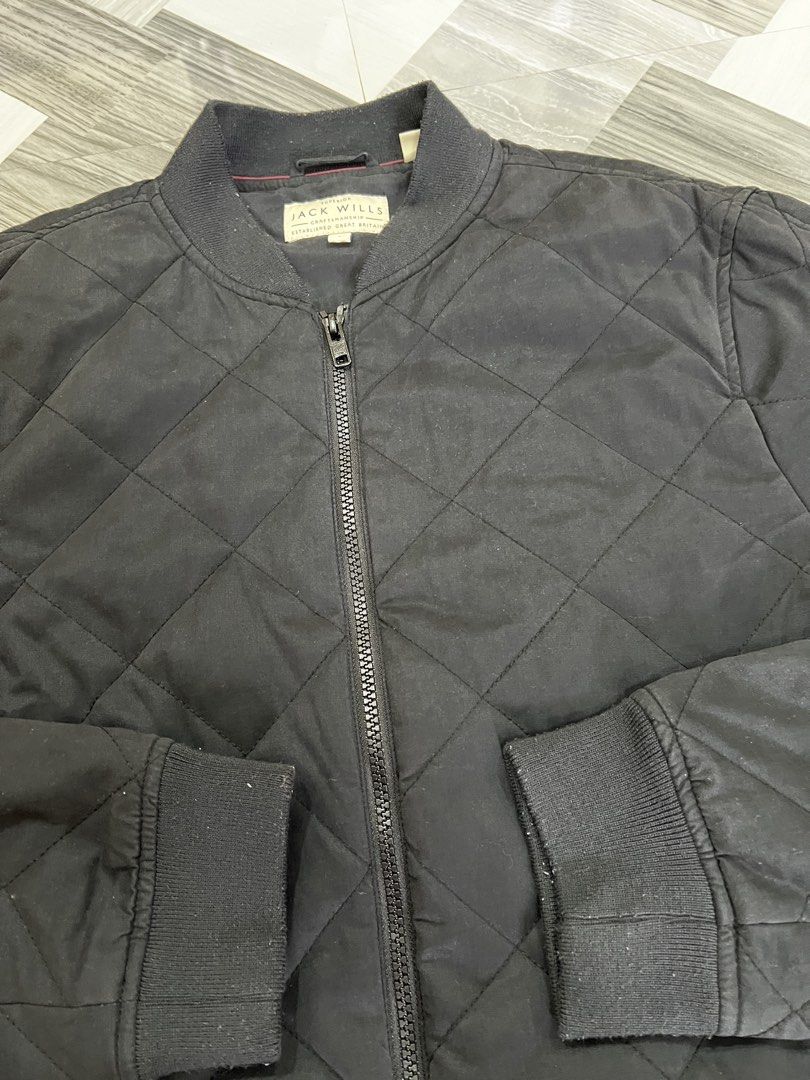 Jack Wills Quilted Bomber Jacket Black (Category: Coats, Jackets and Outerwear) located in Baguio. Submitted by zyddd014 (Listing ID 1462352360, Image 3). Description: - Jack Wills bomber jacket - Quilted diamond pattern - Zip-up front - Ribbed collar, cuffs, and hem - Two internal pockets - Ideal for layering - Large fittign 500 Baguio loc.
