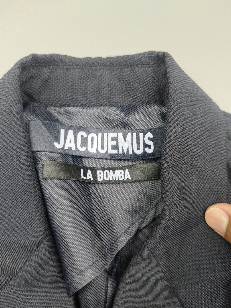 JACQUEMUS LA BOMBA tailored blazer unisex (Category: Coats, Jackets and Outerwear) located in Baguio. Submitted by archival_thrifted.ph. (Listing ID 1462308174, Image 2). Description: FOR SALE ‼️ .JACQUEMUS LA BOMBA UNISEX TAILORED BLAZER .MADE IN PORTUGAL .EXCELLENT CONDITION .BEST FIT MEDIUM .PHP 4500 PLUS SF .❌❌ COP/COD .MOP GCASH .COURIER J&T .BAGUIO AREA .DM FOR SURE BUYER TY.