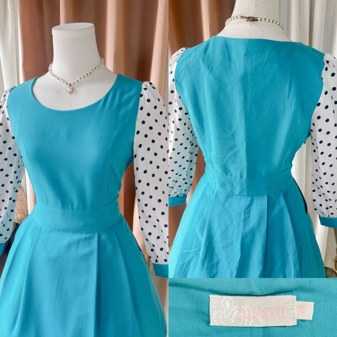 Justzzu - Turquoise Polka Dot Dress (Category: Dresses) located in General Trias. Submitted by Ashantyscollezion (Listing ID 1462344446, Image 2). Description: ✏️𝘒𝘪𝘯𝘥𝘭𝘺 𝘕𝘰𝘵𝘦: - 𝘗𝘭𝘦𝘢𝘴𝘦 𝘤𝘩𝘦𝘤𝘬 𝘢𝘭𝘭 𝘥𝘦𝘵𝘢𝘪𝘭𝘴 𝘪𝘯 𝘵𝘩𝘦 𝘤𝘢𝘱𝘵𝘪𝘰𝘯𝘴. - 𝘋𝘪𝘮𝘦𝘯𝘴𝘪𝘰𝘯𝘴 𝘢𝘭𝘳𝘦𝘢𝘥𝘺 𝘰𝘯 𝘵𝘩𝘦 𝘱𝘩𝘰𝘵𝘰. -𝘱𝘦𝘵𝘵𝘪𝘤𝘰𝘢𝘵, 𝘳𝘪𝘣𝘣𝘰𝘯 𝘢𝘯𝘥 𝘰𝘵𝘩𝘦𝘳 𝘴𝘵𝘺𝘭𝘪𝘯𝘨 𝘪𝘵𝘦𝘮𝘴 𝘢𝘳𝘦 𝘯𝘰𝘵 𝘪𝘯𝘤𝘭𝘶𝘥𝘦𝘥. 𝘍𝘰𝘳 𝘧𝘭𝘢𝘸