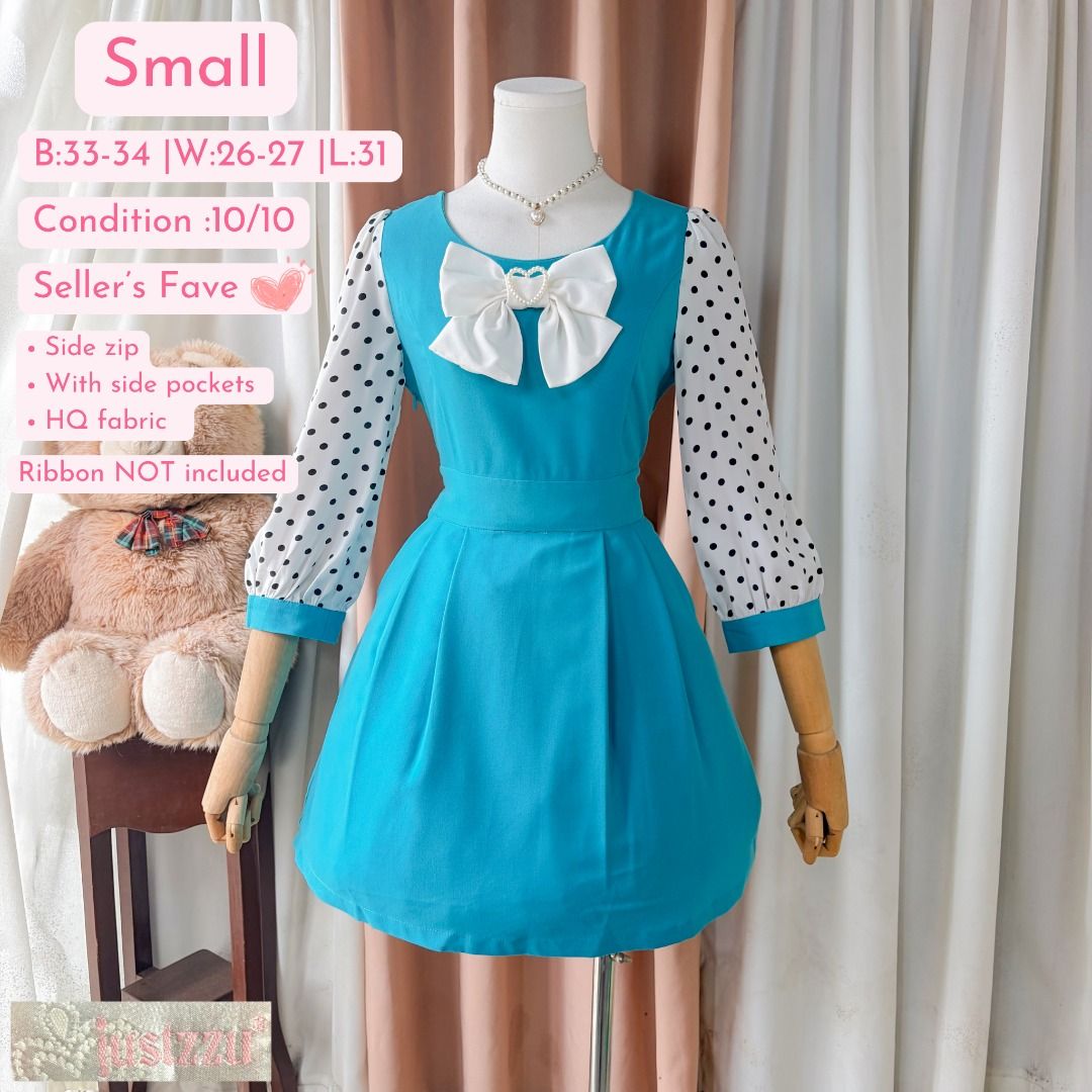 Justzzu - Turquoise Polka Dot Dress (Category: Dresses) located in General Trias. Submitted by Ashantyscollezion (Listing ID 1462344446, Image 1). Description: ✏️𝘒𝘪𝘯𝘥𝘭𝘺 𝘕𝘰𝘵𝘦: - 𝘗𝘭𝘦𝘢𝘴𝘦 𝘤𝘩𝘦𝘤𝘬 𝘢𝘭𝘭 𝘥𝘦𝘵𝘢𝘪𝘭𝘴 𝘪𝘯 𝘵𝘩𝘦 𝘤𝘢𝘱𝘵𝘪𝘰𝘯𝘴. - 𝘋𝘪𝘮𝘦𝘯𝘴𝘪𝘰𝘯𝘴 𝘢𝘭𝘳𝘦𝘢𝘥𝘺 𝘰𝘯 𝘵𝘩𝘦 𝘱𝘩𝘰𝘵𝘰. -𝘱𝘦𝘵𝘵𝘪𝘤𝘰𝘢𝘵, 𝘳𝘪𝘣𝘣𝘰𝘯 𝘢𝘯𝘥 𝘰𝘵𝘩𝘦𝘳 𝘴𝘵𝘺𝘭𝘪𝘯𝘨 𝘪𝘵𝘦𝘮𝘴 𝘢𝘳𝘦 𝘯𝘰𝘵 𝘪𝘯𝘤𝘭𝘶𝘥𝘦𝘥. 𝘍𝘰𝘳 𝘧𝘭𝘢𝘸