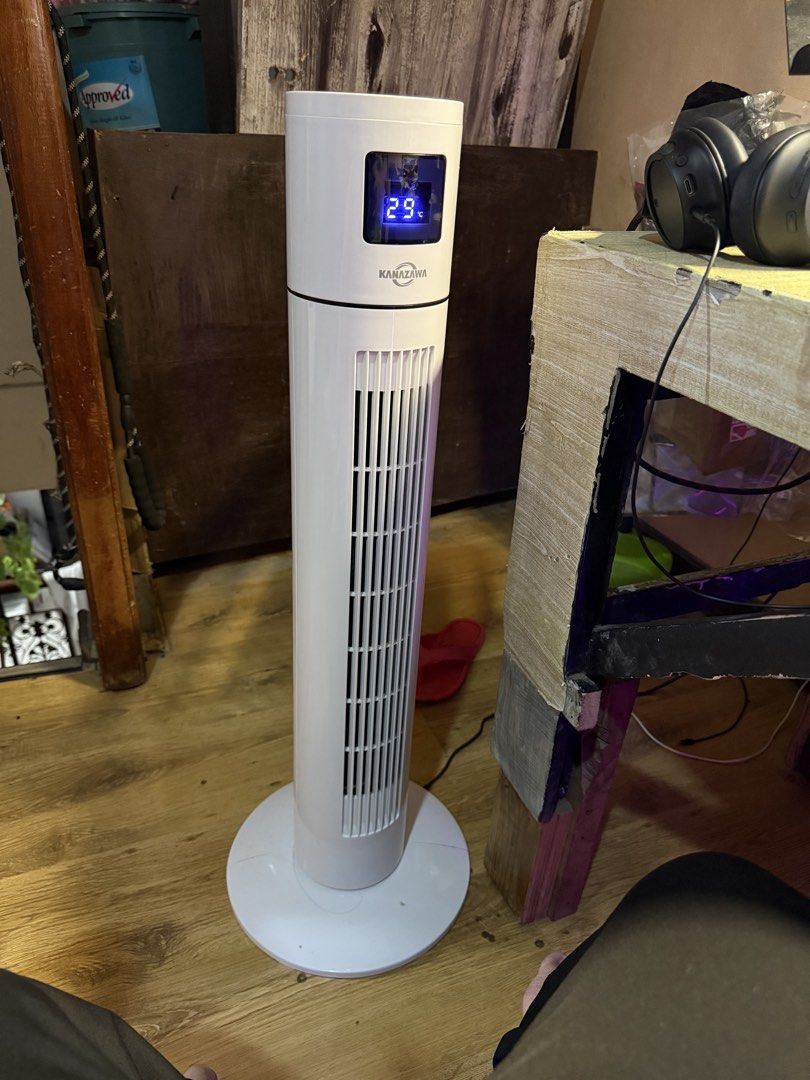 Kanazawa Tower Fan with Remote Control (Category: Fans) located in Manila. Submitted by chiddenleaf (Listing ID 1462277072, Image 2). Description: - White Kanazawa Tower Fan - Includes Remote Control for easy operation - Digital display shows room temperature - Multiple speed settings for customized cooling - Timer function for convenience - Perfect for cooling down any room - Original box included.