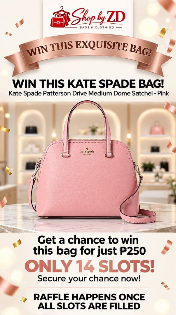 Kate Spade Bag Raffle (Category: Cross-body Bags) located in San Jose del Monte. Submitted by shop_by_zd (Listing ID 1462416230, Image 1). Description: ₱250 per slot 14 slots available Raffle will happens once slots are filled Please follow my FB Page: Shop By ZD.