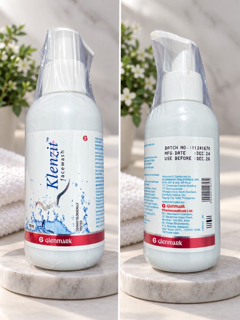 Klenzit Facewash by Glenmark (Category: Face Care) located in Manila. Submitted by theworldlygrocer (Listing ID 1462423567, Image 1). Description: - Klenzit Facewash by Glenmark - 100ml bottle - Dermatologically tested - Effectively cleanses your skin - Imported & Distributed by Glenmark Pharmaceuticals Inc..