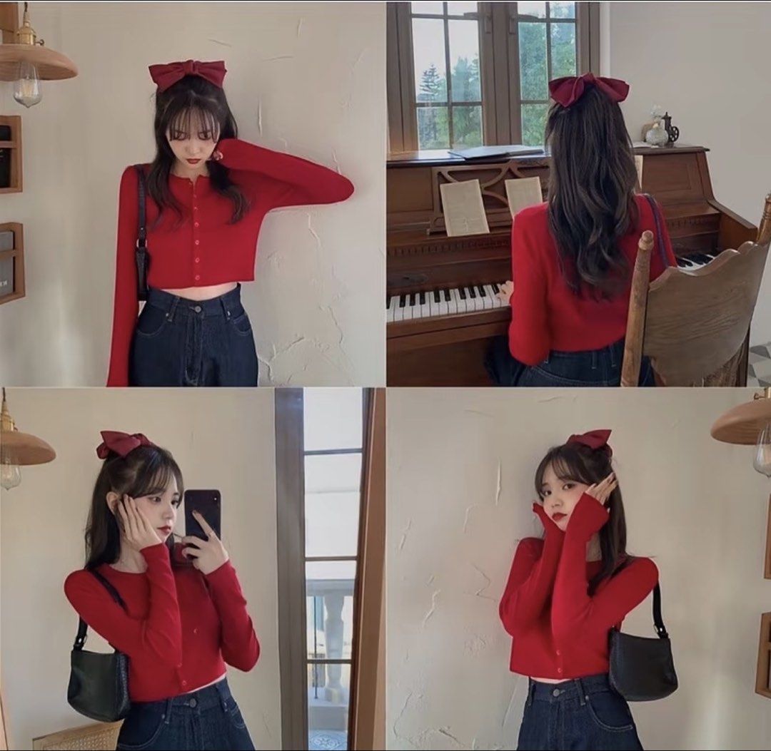 Knitted Red top/sweater (Category: Longsleeves) located in Manila. Submitted by .honeybutter (Listing ID 1462268123, Image 1). Description: .