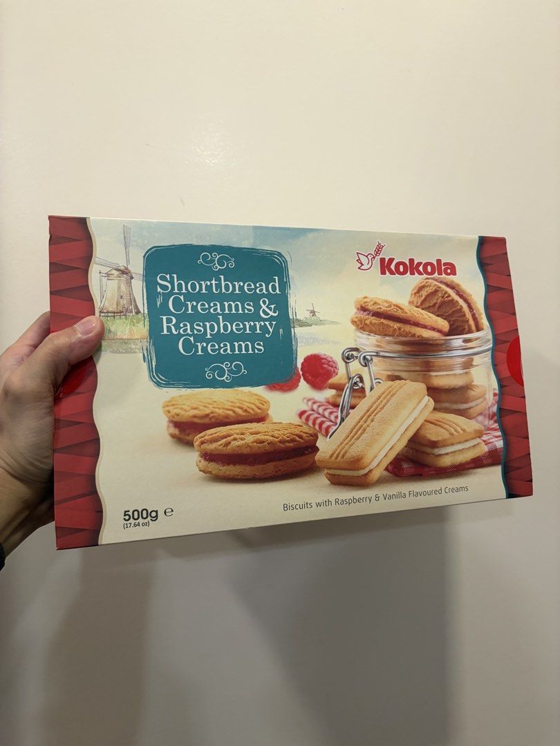 Kokola Shortbread Creams & Raspberry Creams Biscuits 500g (Category: Packaged & Instant Food) located in Pasig City. Submitted by randomhobbiesandcollectibles (Listing ID 1462329020, Image 1). Description: - Kokola Shortbread Biscuits - 500g box - Raspberry and Vanilla Flavoured Creams - Ideal for tea time or snacks - Halal Certified - Best Before: 21 March 2027.
