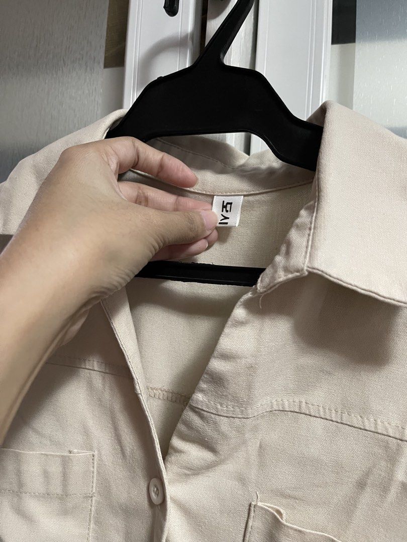 Korean brand linen romper (Category: Rompers) located in Cainta. Submitted by freeingspaces (Listing ID 1462392616, Image 3). Description: Used once only! Best fit Medium frame S3.