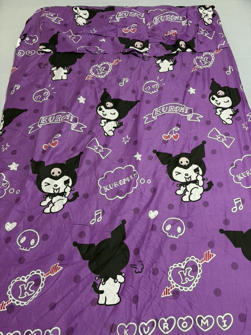 Kuromi 3 in 1 Bedsheet (Category: Bedding & Towels) located in Pateros City. Submitted by lovealy_07 (Listing ID 1462273293, Image 1). Description: Brandnew double to Queen Size with 2 pillowcases.