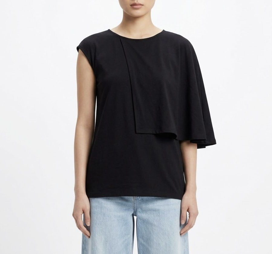 L . STYLE Black Padded Overlay One Shoulder Top (Category: Sleeveless) located in Caloocan City. Submitted by declutteringph. (Listing ID 1462381751, Image 1). Description: No Size on the tag! Measurements: Dimensions: (inches) Bust Width: 19” Body Length: 29” - 30” .