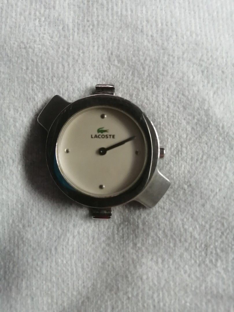 Lacoste Watch with Interchangeable Straps (Category: Women's Watches) located in Quezon City. Submitted by globaltravelboutique (Listing ID 1462313079, Image 1). Description: - Authentic Lacoste Watch - Silver watch face with white dial - Stainless steel back - Water-resistant up to 3 ATM - Comes with 3 interchangeable straps: purple, yellow, and red - Straps are made of durable leather-look material - Easily switch straps to match your outfit or