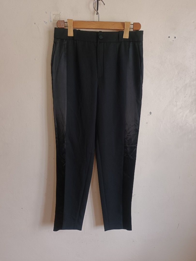 LANVIN Black Wool Blend Trousers with Satin Side Stripe (Category: Other Bottoms) located in Dasmarinas. Submitted by jessicamae43174 (Listing ID 1462281068, Image 1). Description: - Brand: Lanvin - Color: Black - Origin: Made in Poland - Material: Wool and viscose blend - Features: Satin stripe down the side of each leg - Fit: Classic, straight leg - Versatile: Great for dressing up or down - Care: Refer to label for instructions.