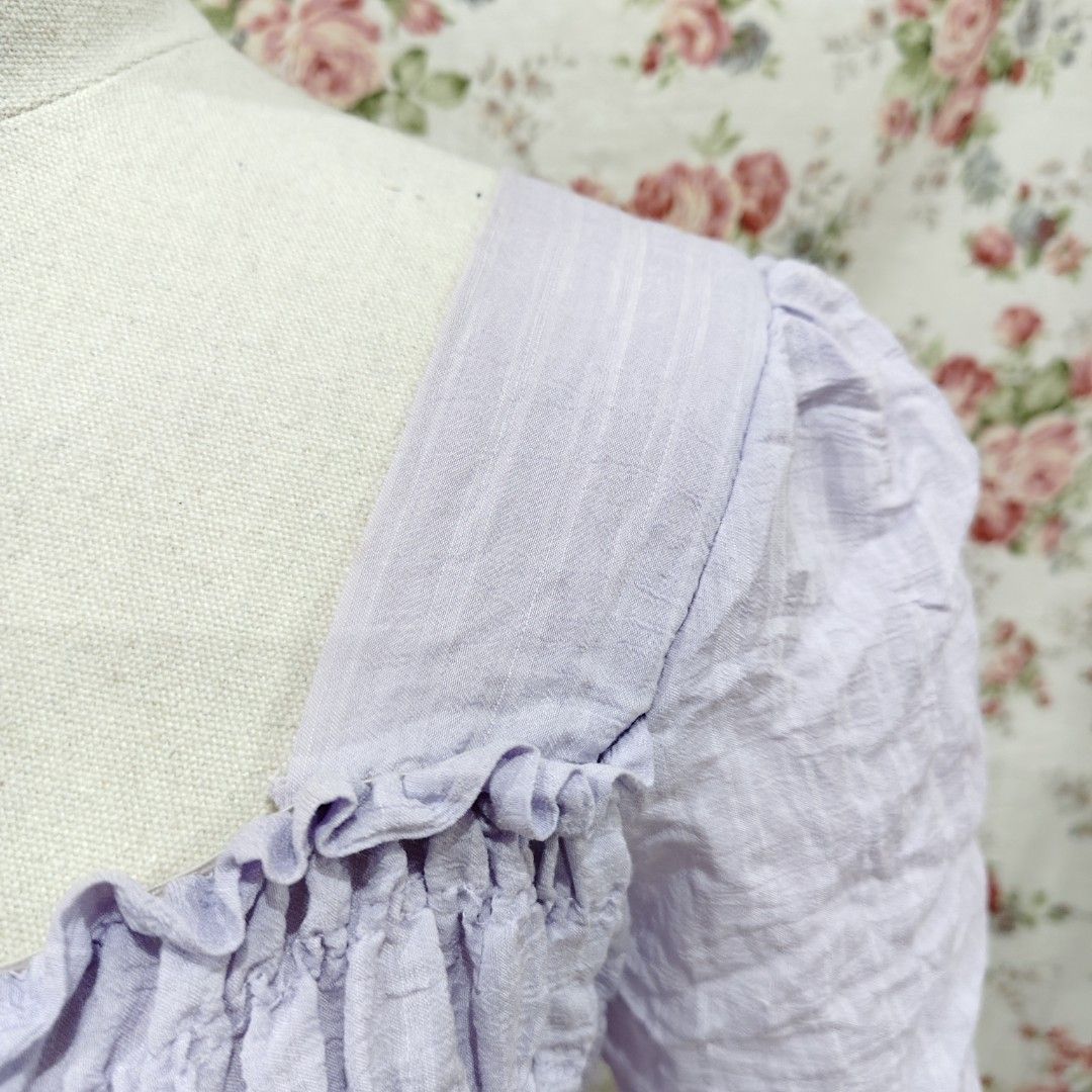 Lavender Korean Blouse (Category: Blouses) located in Cabanatuan. Submitted by curated_cozy (Listing ID 1462361691, Image 2). Description: Thrifted! Size: M-L Bust: 38-44" Length: 45cm -Lightly Washed -Payment thru Gcash, Gotyme, MariBank -Shipping via J&T -Buyer shoulders Shipping Fee ‼️No Rush Order‼️ [SKU: KNT4-B1 ].