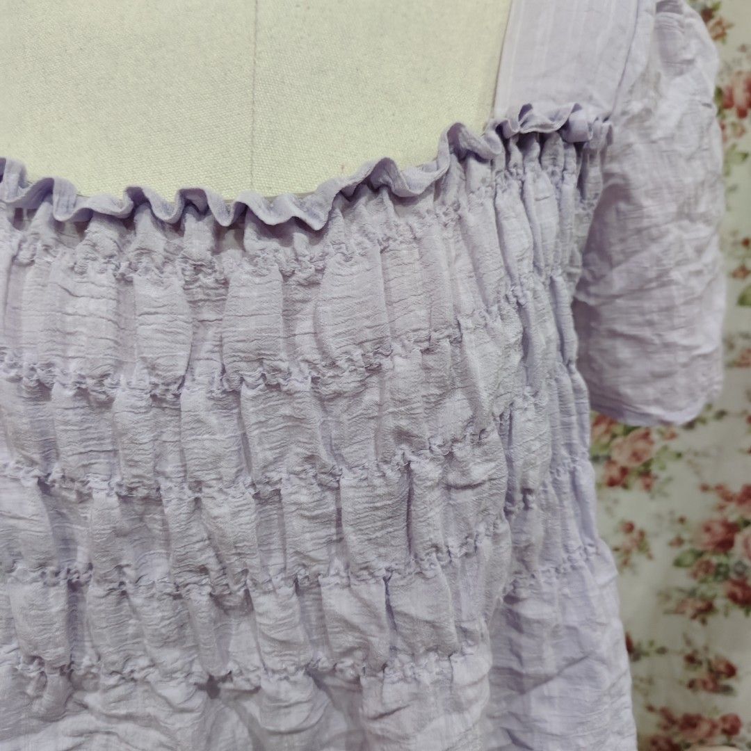 Lavender Korean Blouse (Category: Blouses) located in Cabanatuan. Submitted by curated_cozy (Listing ID 1462361691, Image 3). Description: Thrifted! Size: M-L Bust: 38-44" Length: 45cm -Lightly Washed -Payment thru Gcash, Gotyme, MariBank -Shipping via J&T -Buyer shoulders Shipping Fee ‼️No Rush Order‼️ [SKU: KNT4-B1 ].