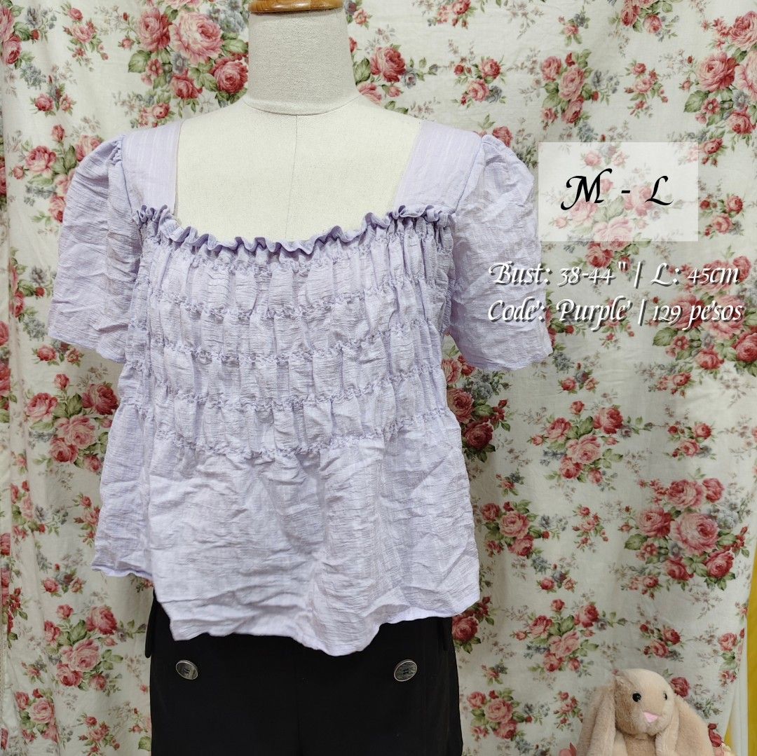 Lavender Korean Blouse (Category: Blouses) located in Cabanatuan. Submitted by curated_cozy (Listing ID 1462361691, Image 1). Description: Thrifted! Size: M-L Bust: 38-44" Length: 45cm -Lightly Washed -Payment thru Gcash, Gotyme, MariBank -Shipping via J&T -Buyer shoulders Shipping Fee ‼️No Rush Order‼️ [SKU: KNT4-B1 ].