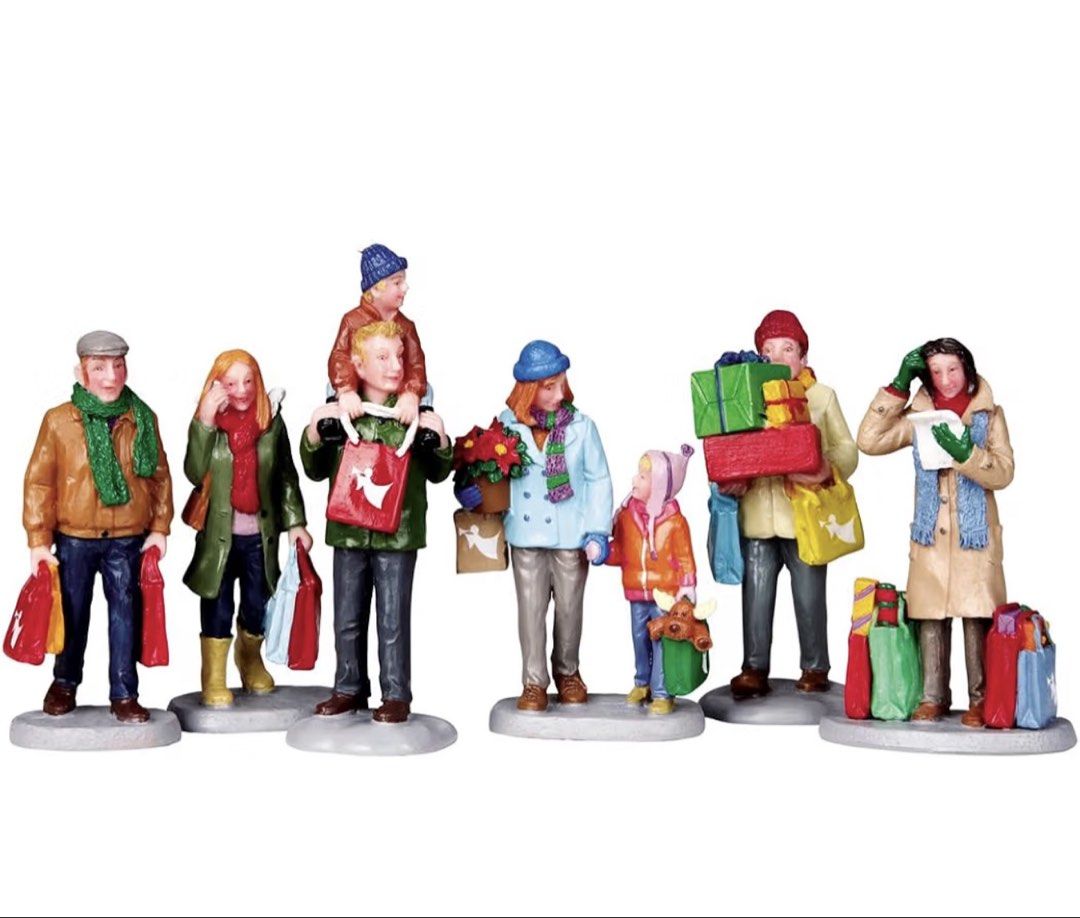 Lemax Holiday Shoppers (Category: Other Home Decor) located in Quezon City. Submitted by cheap_cheaper (Listing ID 1462390784, Image 1). Description: - Set of 6 Lemax Christmas village figurines - Depicts people out shopping with bags and gifts - Ideal for enhancing your holiday village display - Comes in original packaging.